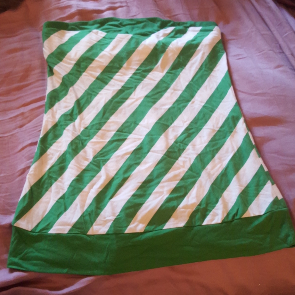 Green and white striped halter